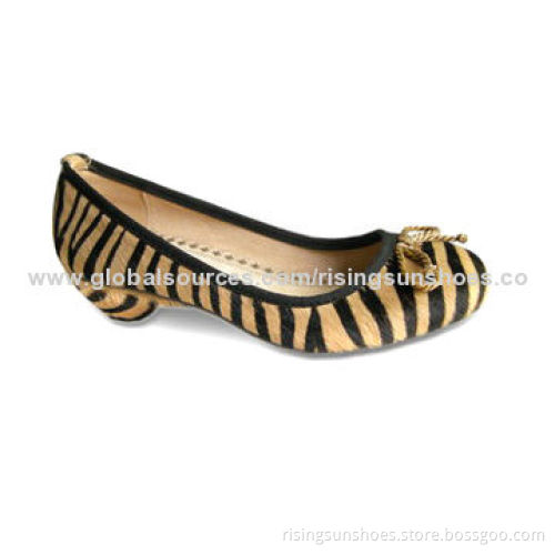 Women's Flat Casual Shoes, Real Zebra Fur Upper with Trendy Design, Various Colors are AvailableNew